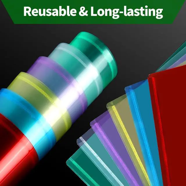 Alt view image 4 of 7 - LEOBRO Plastic File Folders, 12 PCS A4 Plastic Envelopes with Snap Closure, Folders for Document, Reusable File Bags, Document Holder, for School Office