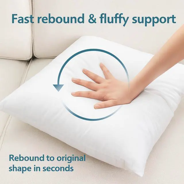 Alt view image 2 of 7 - LANE LINEN 12x20 Pillow Insert - Pack of 2 White Decorative Pillows for Sofa Bed, Fluffy Pillow Inserts for Cushion Covers, Bed, Couch Pillows for Living Room