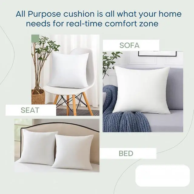 Alt view image 4 of 7 - LANE LINEN 12x20 Pillow Insert - Pack of 2 White Decorative Pillows for Sofa Bed, Fluffy Pillow Inserts for Cushion Covers, Bed, Couch Pillows for Living Room