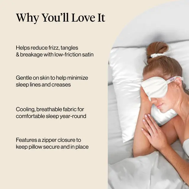 Alt view image 4 of 7 - Kitsch Satin Pillowcase with Zipper for Hair & Skin - Softer Than Silk Pillow Cases, Smooth Cooling Satin Pillow Case, Wrinkle-Free, Machine Washable - Pillow Cases Standard Size (19x26) - Ivory
