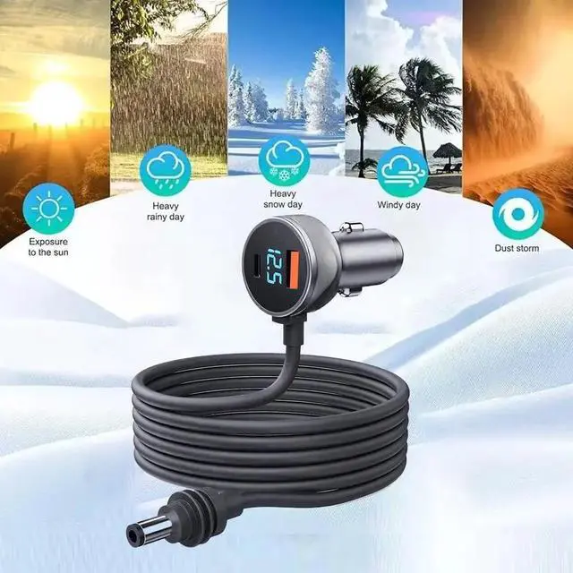 Alt view image 3 of 7 - Lotusland Starlink Mini Cable, 3-in-1 Starlink Mini Car Charger DC Power Cable with Digital Voltage Display,10FT Dedicated 12V48V Adapter with USB-C PD 40W & USB-A 35W Ports for Cars Trucks RVs