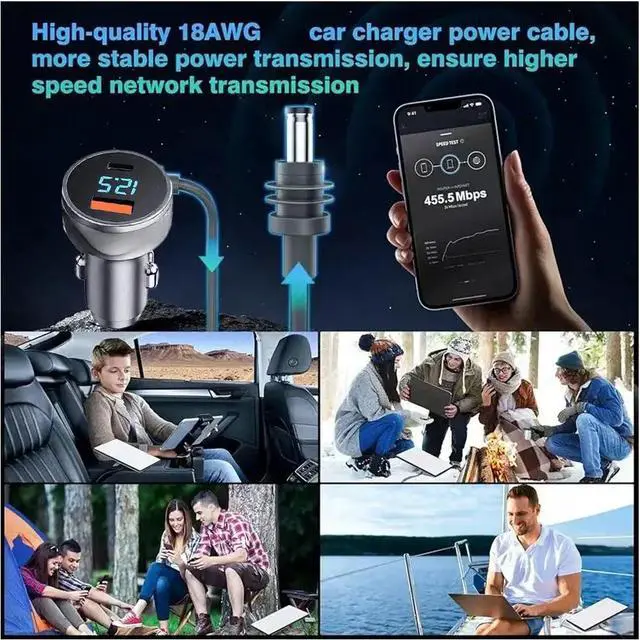 Alt view image 6 of 7 - Lotusland Starlink Mini Cable, 3-in-1 Starlink Mini Car Charger DC Power Cable with Digital Voltage Display,10FT Dedicated 12V48V Adapter with USB-C PD 40W & USB-A 35W Ports for Cars Trucks RVs