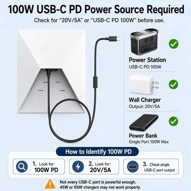 Alt view image 2 of 6 - Starlink Mini USB C to DC Extension Cable 8IN/20CM, USB-C Male to DC Female Power Adapter Cable, Waterproof Power Converter for Starlink Mini, Compatible with 100W PD Power Bank Charger