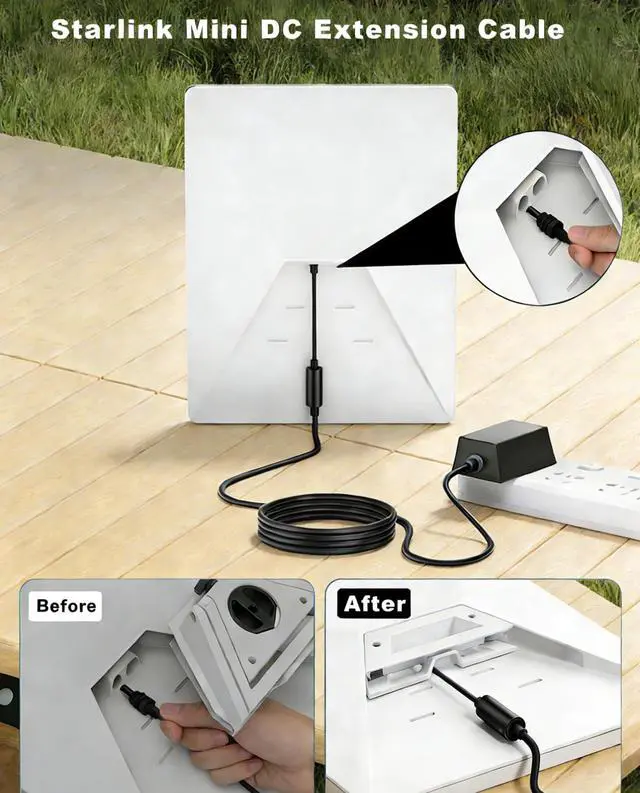 Alt view image 6 of 7 - DC Extension Cable for Starlink Mini , USB C Type-C to DC Power Adapter for Starlink Mini, 18AWG Waterproof PD Protocol Cable Compatible with Power Bank, Power Station, for Camping, RV, Off-Grid