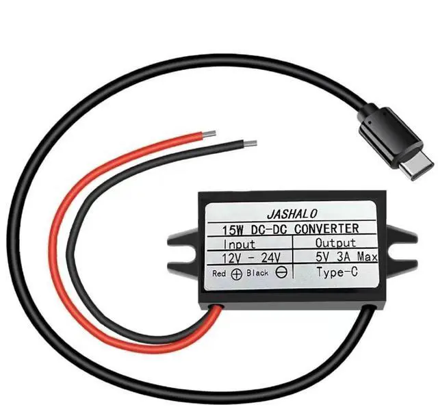 Main image of Waterproof 12V/24V to 5V USB C Converter, Quick Charge QC3.0 USB Type-C Buck Charging Module, DC-DC Step Down Power Adapter Compatible with Raspberry Pi 4, Cellphone, Car (USB Type-C Connector)