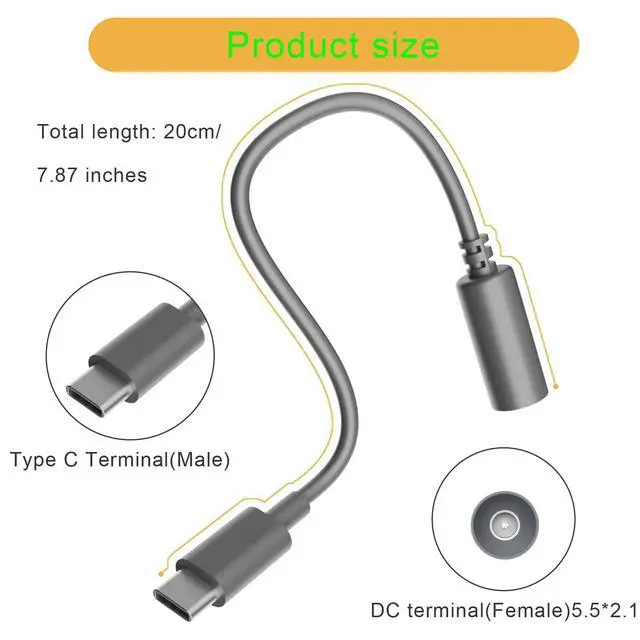 Alt view image 2 of 7 - 20CM USB C to DC Adapter Extension Cable Replacement for Starlink Mini Wire | Compatible with 65W Power Bank PD Chargers,