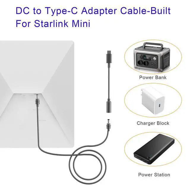 Alt view image 3 of 7 - 20CM USB C to DC Adapter Extension Cable Replacement for Starlink Mini Wire | Compatible with 65W Power Bank PD Chargers,