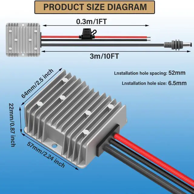 Alt view image 2 of 7 - Starlink Mini 12V Adapter,12/24V to 30V 3.5A Step Up Power Converter | 9.8FT cable,IP68 waterproof, 12/24V to 30V stable 3.5A output with built-in fuse,Plug & play for RV and off-grid use