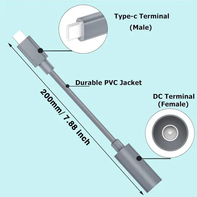 Alt view image 2 of 7 - 0.2M USB C to DC Cable for Starlink Mini,60W PD Replacement Power Cord | with Waterproof Design,Type C Adapter Compatible with Starlink Mini Original Charger,RV Camping Outdoor