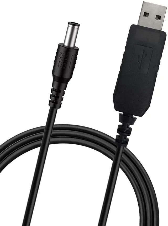 Main image of USB 5V to 12V Step Up Converter Cable for Fan,Lamp,Router,Speaker,5.5x2.1mm | Converts USB 5V power to 12V output for small devices, with 1A max current and 3.3FT cable for flexible use.