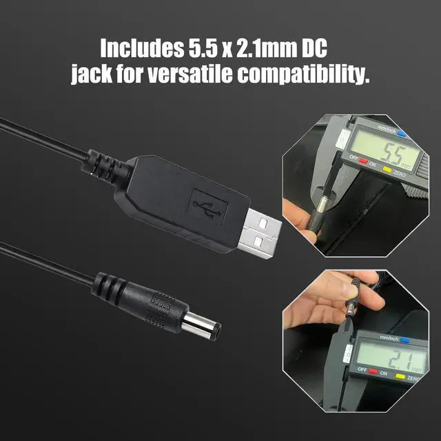 Alt view image 3 of 4 - USB 5V to 12V Step Up Converter Cable for Fan,Lamp,Router,Speaker,5.5x2.1mm | Converts USB 5V power to 12V output for small devices, with 1A max current and 3.3FT cable for flexible use.