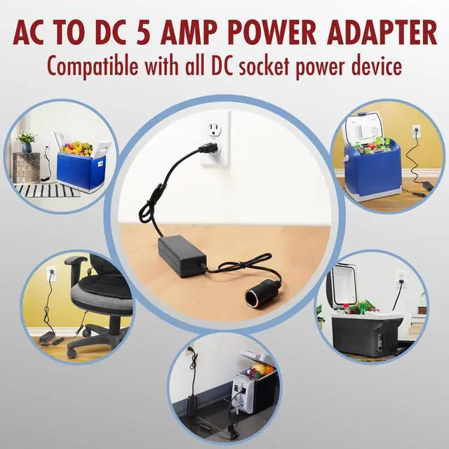 Alt view image 7 of 7 - EL9903 AC to DC Power Adapter 5A 60W Power Converter 110V AC to 12V DC Cigarette Lighter Socket Adapter for 12V Car portable Fridge ETL listed | 110V AC to 12V DC, Cigarette Lighter Socket