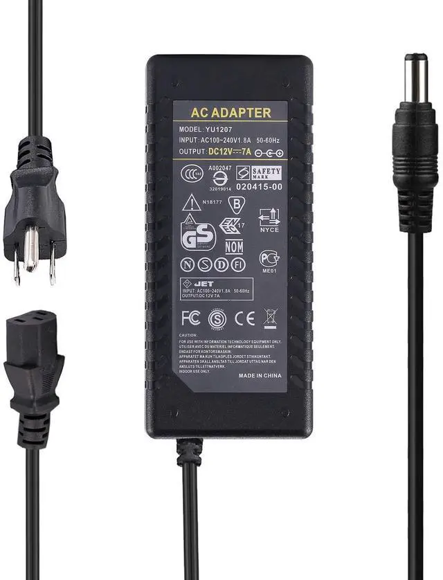 Main image of LeTaoXing 12V 7A Power Supply, AC 100-240V to DC 12V 7A Adapter, 5.5x2.5mm Barrel Connector, Compatible with LED Strip Lights, LCD Monitor, CCTV Cameras