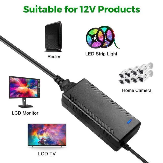 Alt view image 6 of 7 - LeTaoXing 12V 7A Power Supply, AC 100-240V to DC 12V 7A Adapter, 5.5x2.5mm Barrel Connector, Compatible with LED Strip Lights, LCD Monitor, CCTV Cameras