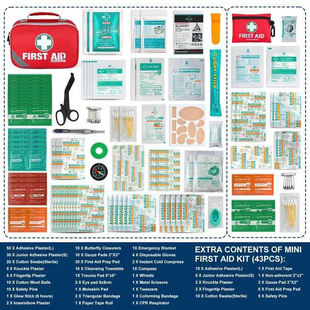 Alt view image 2 of 7 - General Medi 2-in-1 First Aid Kit (215 Piece Set) + 43 Piece Mini First Aid Kit -Includes Ice(Cold) Pack, Moleskin Pad and Emergency Blanket for Travel, Home, Office, Car, Workplace