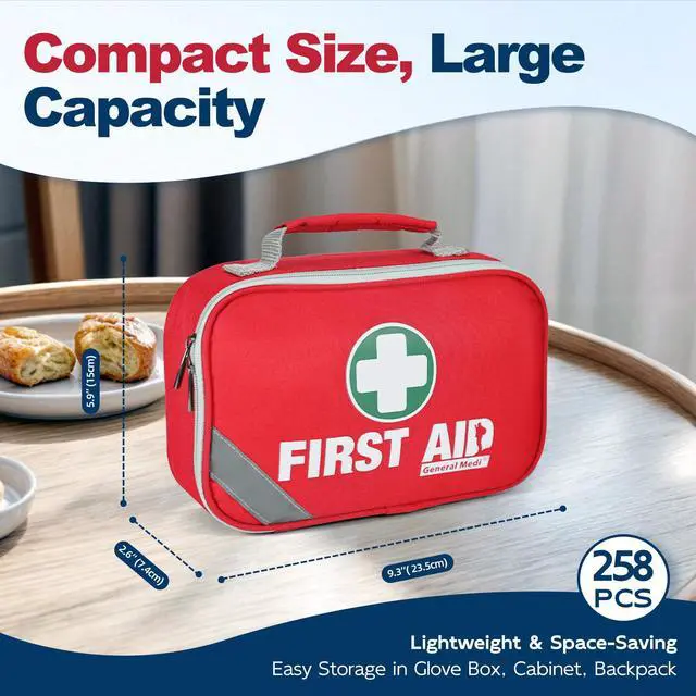 Alt view image 3 of 7 - General Medi 2-in-1 First Aid Kit (215 Piece Set) + 43 Piece Mini First Aid Kit -Includes Ice(Cold) Pack, Moleskin Pad and Emergency Blanket for Travel, Home, Office, Car, Workplace