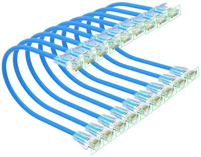 Main image of Xcftaud Cat 6 Patch Cables 3 feet (10Pack), Slim Cat6a Ethernet Patch Cable 10Gbps 550Mhz, UTP Pure Copper Patch Cables Cat6, Flexible Thin Cat6a Patch Cable for Network Devices Setup, Blue