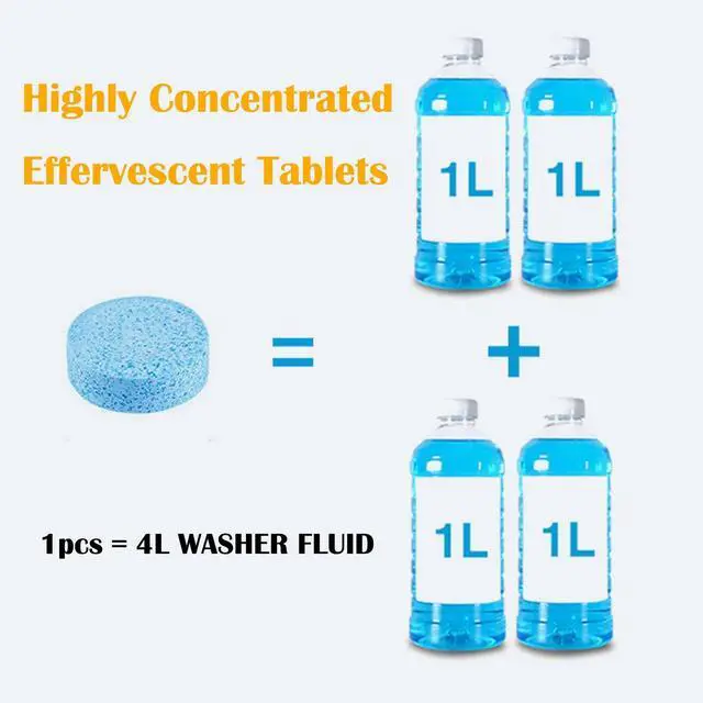Alt view image 2 of 7 - Santa Nope 100 Pcs Windshield Washer Fluid Tablets Solid Concentrated Glass Cleaner for Car, Kitchen, Windows 1 Tablet Makes 1 Gallon Effervescent Wiper Fluid, No Harsh Chemicals