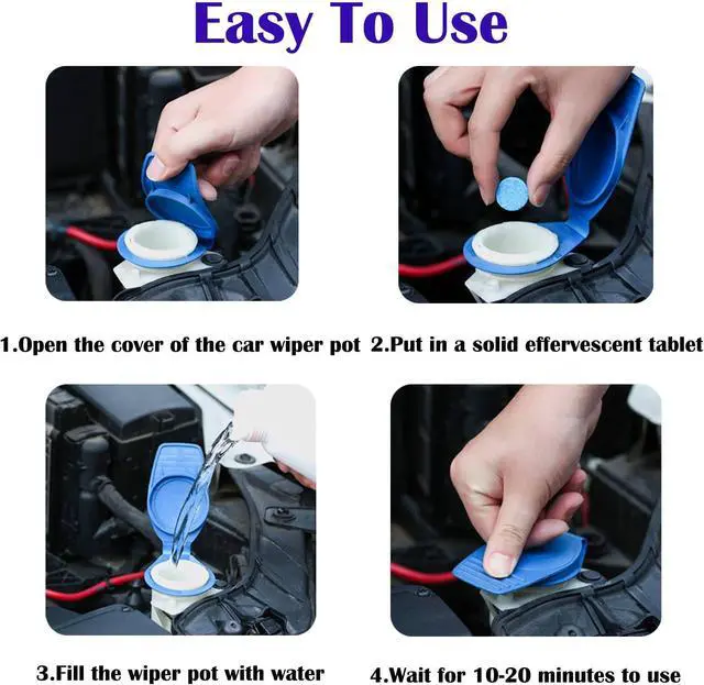 Alt view image 4 of 7 - Santa Nope 100 Pcs Windshield Washer Fluid Tablets Solid Concentrated Glass Cleaner for Car, Kitchen, Windows 1 Tablet Makes 1 Gallon Effervescent Wiper Fluid, No Harsh Chemicals