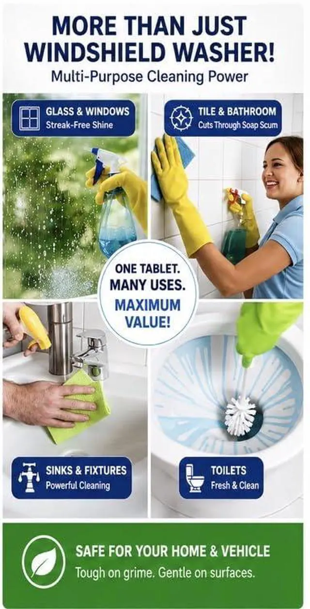 Alt view image 5 of 6 - Window Wizard Windshield Washer Tablets Concentrated Windshield Cleaner for Cars, Streak-Free Glass Cleaning Tablets, Easy-Mix Formula, Eco-Friendly 12 Pack