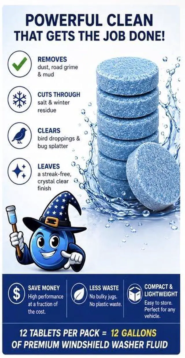 Alt view image 4 of 6 - Window Wizard Windshield Washer Tablets Concentrated Windshield Cleaner for Cars, Streak-Free Glass Cleaning Tablets, Easy-Mix Formula, Eco-Friendly 12 Pack
