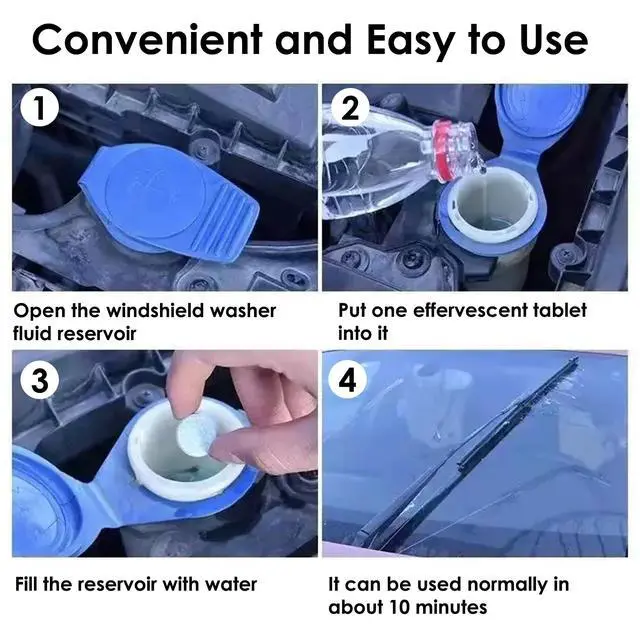 Alt view image 4 of 7 - 200 Bottles of cleaning tablets available, Car Windshield Washer Tablets, Glass Cleaner, Concentrated Effervescent Tablets, Solid Windshield Effervescent Wiper Tablet for Car Window Glass Cleaning