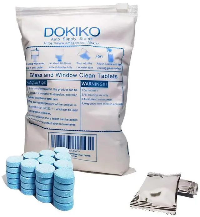 Main image of DOKIKO Glass Cleaner Refill Tablets - 50 Eco-Friendly Refill Packs,800fl oz Spray,Plastic-Free Formula for Windows, Mirrors & Windshields