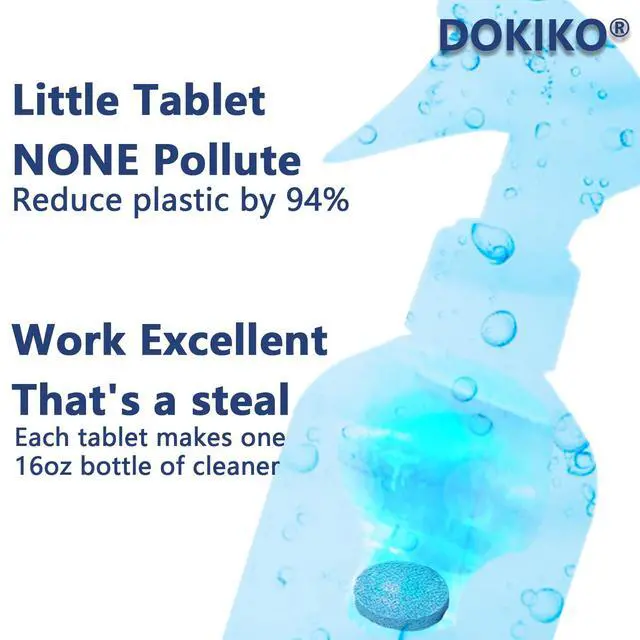 Alt view image 2 of 7 - DOKIKO Glass Cleaner Refill Tablets - 50 Eco-Friendly Refill Packs,800fl oz Spray,Plastic-Free Formula for Windows, Mirrors & Windshields