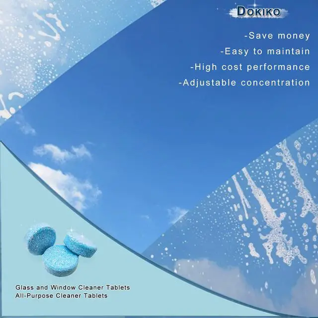Alt view image 7 of 7 - DOKIKO Glass Cleaner Refill Tablets - 50 Eco-Friendly Refill Packs,800fl oz Spray,Plastic-Free Formula for Windows, Mirrors & Windshields