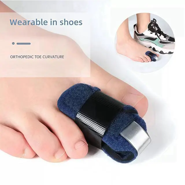 Alt view image 5 of 6 - Qintreesify 2 Pcs Small Toe Splints for Straightening Hammer Toe Corrector Toe Straightener Finger Support Brace Stabilizer Men Women Broken Support, Bunion Pads, Foot Health (Blue)