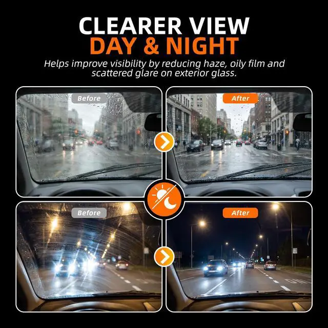 Alt view image 3 of 7 - WOWIPER Windshield Glass Coating Kit, 100g Glass Prep Cleaner + 100ml Rain Repellent Spray, Hydrophobic Water Beading Protection, Removes Light Oil Film and Road Grime