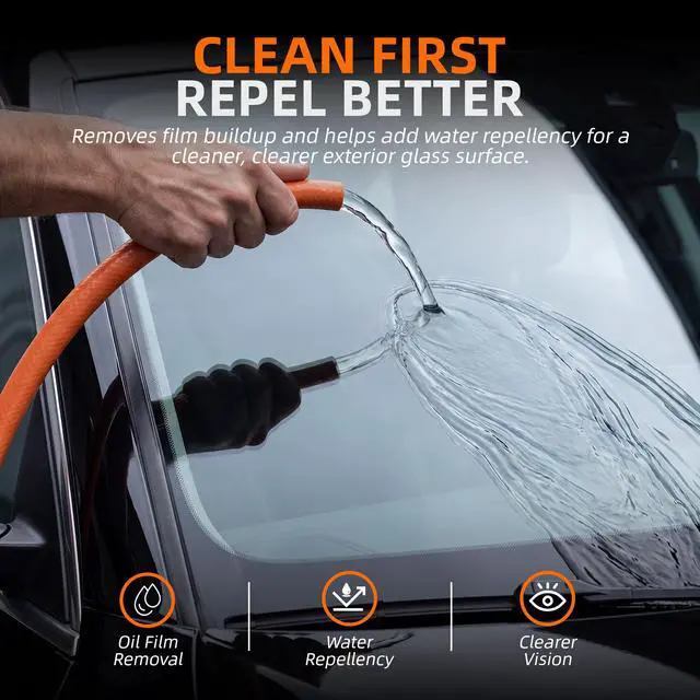 Alt view image 5 of 7 - WOWIPER Windshield Glass Coating Kit, 100g Glass Prep Cleaner + 100ml Rain Repellent Spray, Hydrophobic Water Beading Protection, Removes Light Oil Film and Road Grime