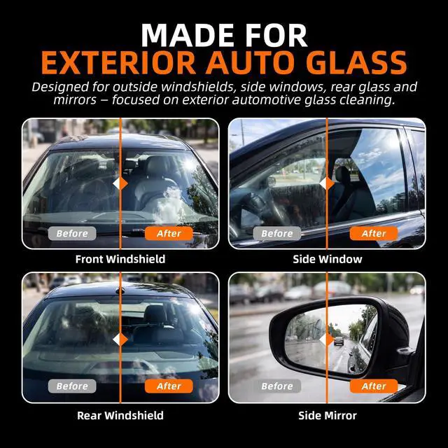 Alt view image 6 of 7 - WOWIPER Windshield Glass Coating Kit, 100g Glass Prep Cleaner + 100ml Rain Repellent Spray, Hydrophobic Water Beading Protection, Removes Light Oil Film and Road Grime