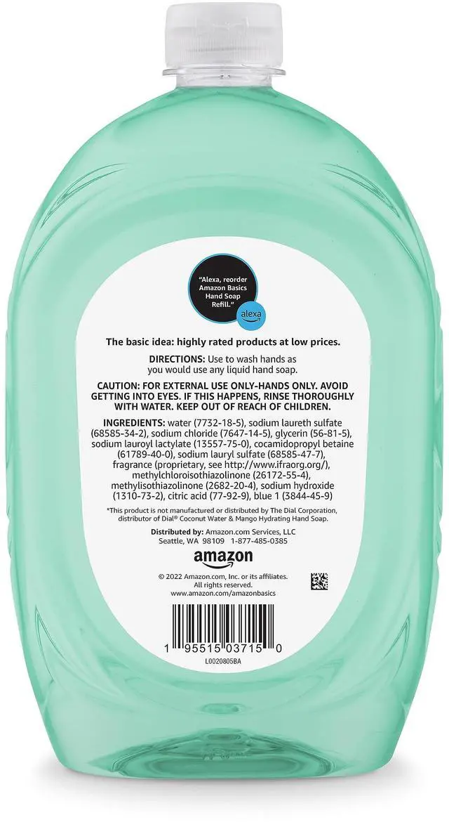 Alt view image 2 of 5 - Amazon Basics Liquid Hand Soap Refill, Mango and Coconut Water Scent, Triclosan-Free, Dermatologist Tested, pH Balanced, Paraben-Free, 50 Fl Oz (Pack of 1) (Previously Solimo)