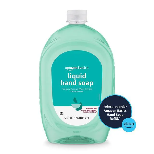 Alt view image 5 of 5 - Amazon Basics Liquid Hand Soap Refill, Mango and Coconut Water Scent, Triclosan-Free, Dermatologist Tested, pH Balanced, Paraben-Free, 50 Fl Oz (Pack of 1) (Previously Solimo)
