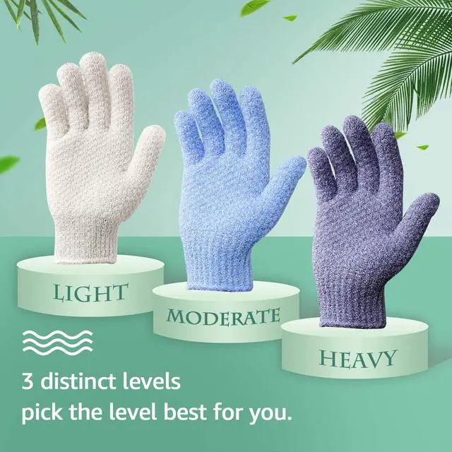 Alt view image 5 of 7 - Evridwear Exfoliating Dual Texture Bath Gloves for Shower, Spa, Massage and Body Scrubs, Dead Skin Cell Remover, Gloves with Hanging Loop (1 Pair Heavy Glove)