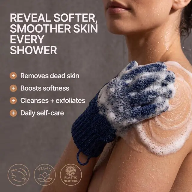Alt view image 3 of 7 - Exfoliating Glove (4 pcs, 2 Pairs) - Heavy Shower Gloves for Body Scrub | Exfoliates & Removes Dead Skin