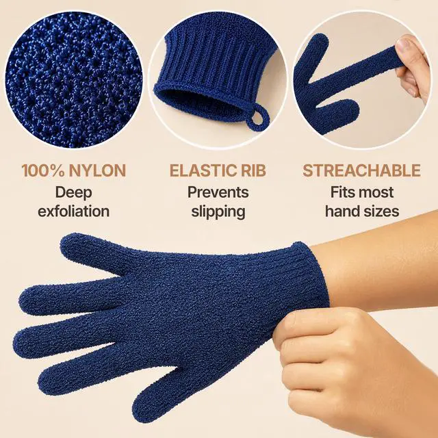 Alt view image 4 of 7 - Exfoliating Glove (4 pcs, 2 Pairs) - Heavy Shower Gloves for Body Scrub | Exfoliates & Removes Dead Skin