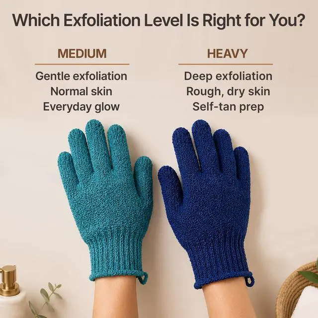 Alt view image 7 of 7 - Exfoliating Glove (4 pcs, 2 Pairs) - Heavy Shower Gloves for Body Scrub | Exfoliates & Removes Dead Skin