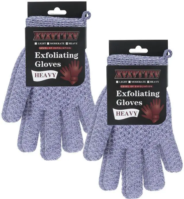 Main image of Exfoliating Dual Texture Bath Gloves for Shower Spa Massage and Body Scrubs, Dead Skin Cell Remover, body scrubber with Hanging Loop