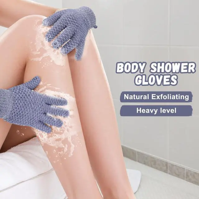 Alt view image 4 of 6 - Exfoliating Dual Texture Bath Gloves for Shower Spa Massage and Body Scrubs, Dead Skin Cell Remover, body scrubber with Hanging Loop