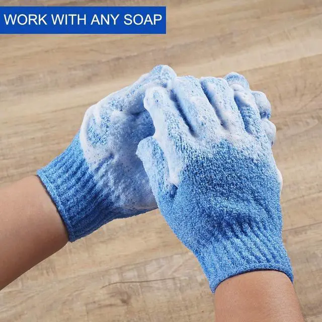 Alt view image 2 of 7 - 10 Pairs Exfoliating Gloves, 100% Nylon Double Sided 10 Colors | For Beauty Spa Massage, Skin Shower Body Scrubber, Bathing Accessories