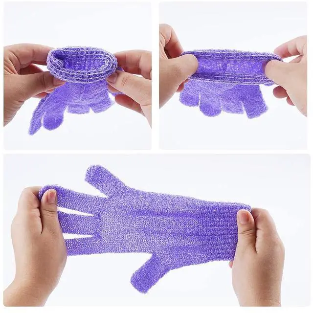 Alt view image 3 of 7 - 10 Pairs Exfoliating Gloves, 100% Nylon Double Sided 10 Colors | For Beauty Spa Massage, Skin Shower Body Scrubber, Bathing Accessories