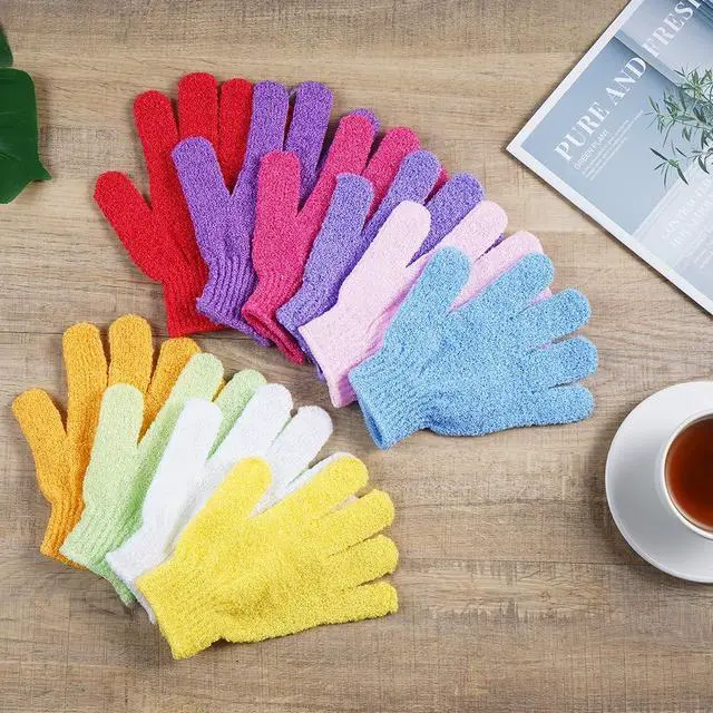 Alt view image 6 of 7 - 10 Pairs Exfoliating Gloves, 100% Nylon Double Sided 10 Colors | For Beauty Spa Massage, Skin Shower Body Scrubber, Bathing Accessories