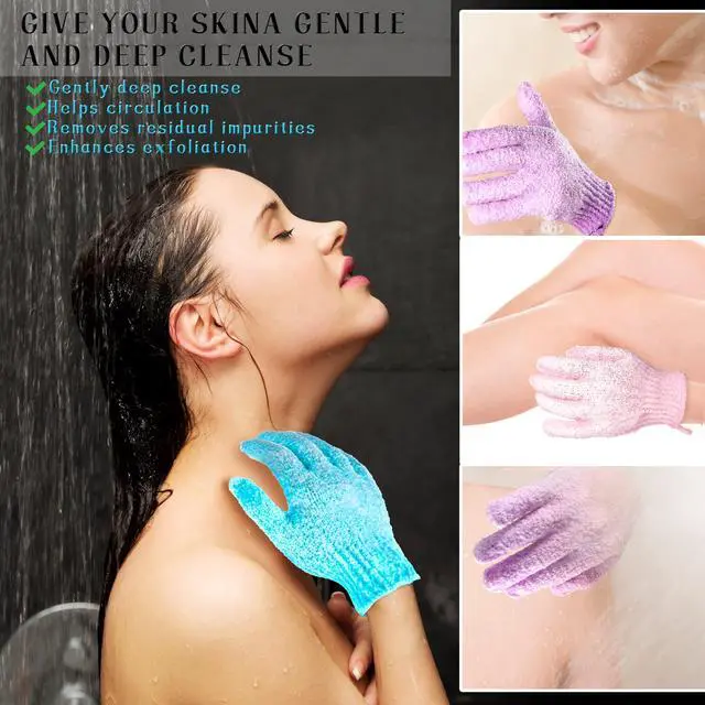 Alt view image 4 of 7 - Shower Gloves 24 Pcs Exfoliating with Hanging Loop, 12 Colors | Body Scrub Gloves for Beauty Spa Massage, Skin Shower Body Scrubber