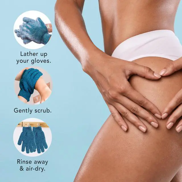 Alt view image 7 of 7 - Exfoliating Glove (4 pcs, 2 Pairs) - Medium Shower Gloves for Body Scrub | Exfoliates & Removes Dead Skin