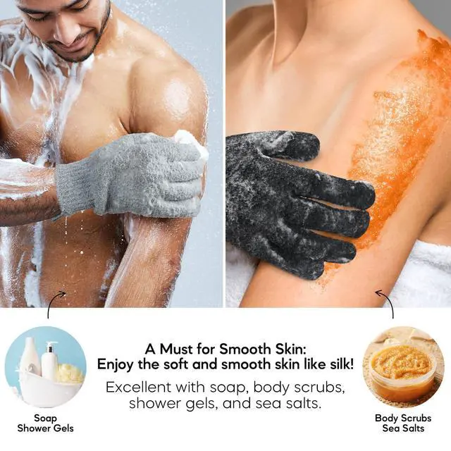Alt view image 2 of 7 - Exfoliating Gloves for Big Hands 8Pack - Large Double-Sided Shower Gloves | Made of 100% Nylon,Scrub Gloves for Beauty Spa Massage Skin Shower Scrubber Bathing Accessories