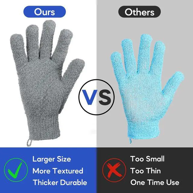 Alt view image 3 of 7 - Exfoliating Gloves for Big Hands 8Pack - Large Double-Sided Shower Gloves | Made of 100% Nylon,Scrub Gloves for Beauty Spa Massage Skin Shower Scrubber Bathing Accessories