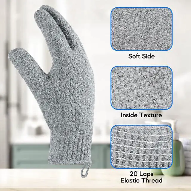Alt view image 5 of 7 - Exfoliating Gloves for Big Hands 8Pack - Large Double-Sided Shower Gloves | Made of 100% Nylon,Scrub Gloves for Beauty Spa Massage Skin Shower Scrubber Bathing Accessories