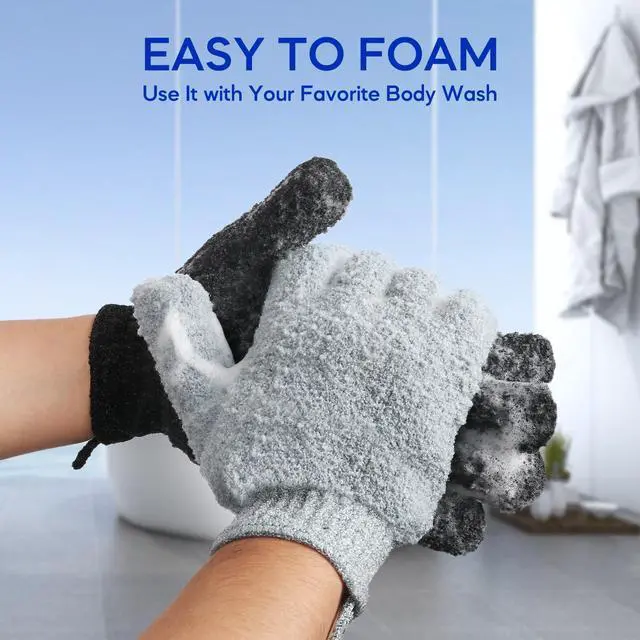 Alt view image 7 of 7 - Exfoliating Gloves for Big Hands 8Pack - Large Double-Sided Shower Gloves | Made of 100% Nylon,Scrub Gloves for Beauty Spa Massage Skin Shower Scrubber Bathing Accessories